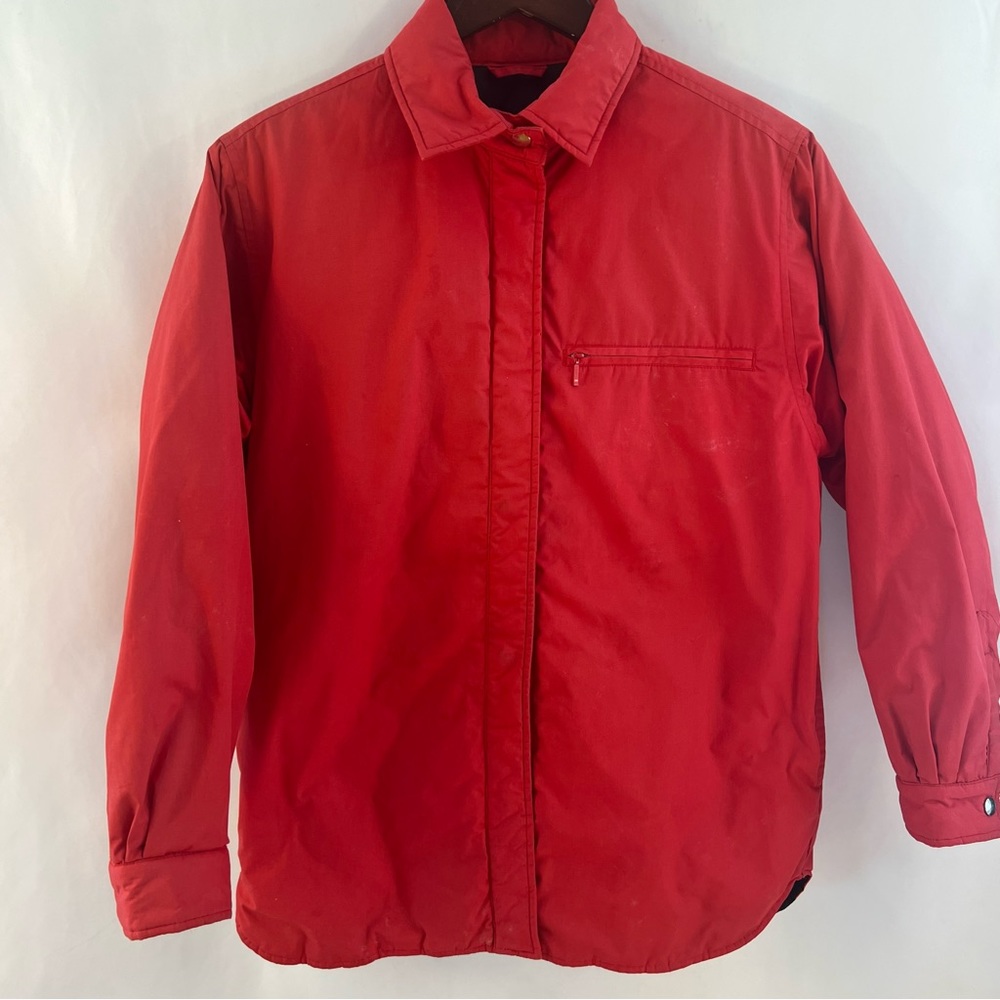 Vintage LL Bean Goose Down Jacket Womens M Medium Button Up Quilted Lining Red